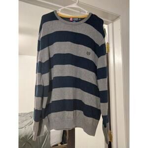 Chaps Mens Navy Blue & Gray Sweater Size XL Lightweight Pullover Knit
